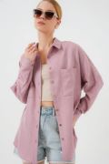 20126 Oversize Keten Gömlek - Gül Kurusu resmi